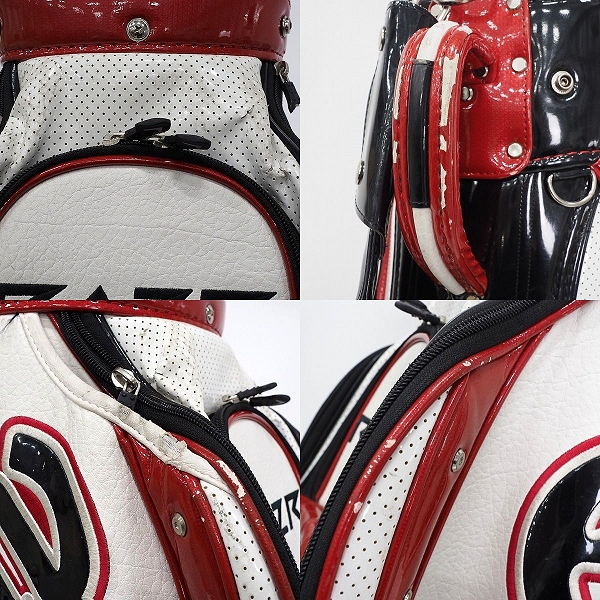 実際に弊社で買取させて頂いた【使用感有り】Callaway/キャロウェイ 5分割キャディバッグ ホワイトｘブラックｘレッドの画像 4枚目