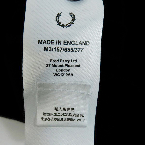 実際に弊社で買取させて頂いたFRED PERRY/フレッドペリー イングランド製 半袖ポロシャツ M3/157/635/377 size:40の画像 4枚目