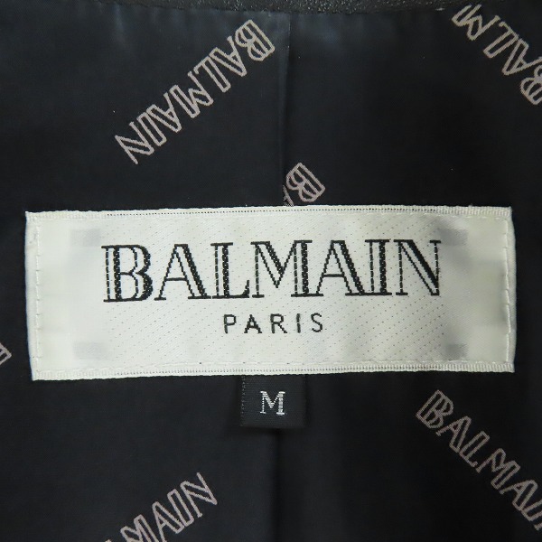 実際に弊社で買取させて頂いたBALMAIN/バルマン 羊革/シルク レザージャケット/Mの画像 2枚目