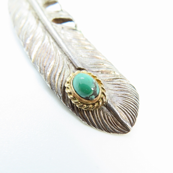 実際に弊社で買取させて頂いたARIZONA FREEDOM/アリゾナフリーダム 金縄 ターコイズ  右向き フェザー ペンダント/トップの画像 5枚目