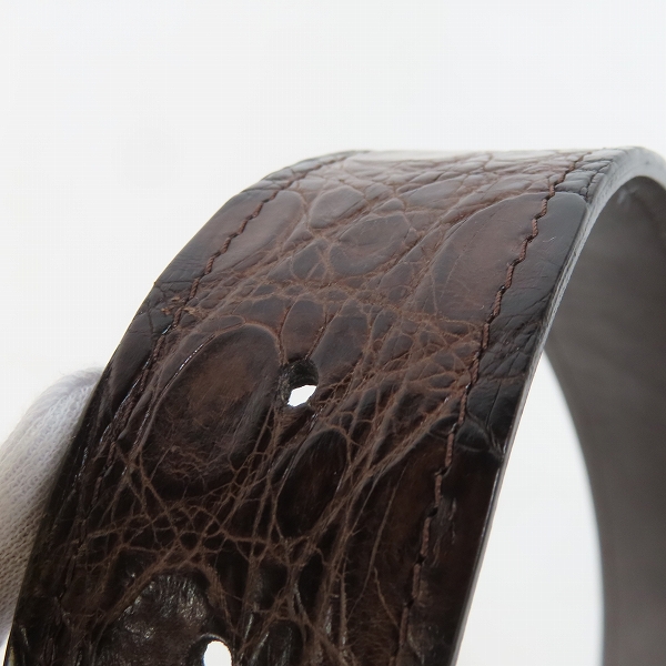 実際に弊社で買取させて頂いたTOMFORD/トムフォード スクエア ゴールド バックル クロコダイル レザーベルト 90/36の画像 7枚目