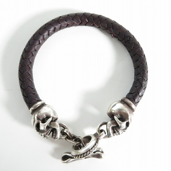 実際に弊社で買取させて頂いた【ギャラ付き】Leathers and Treasures/レザーズ＆トレジャーズ ラージスカル レザー ブレスレットの画像 1枚目