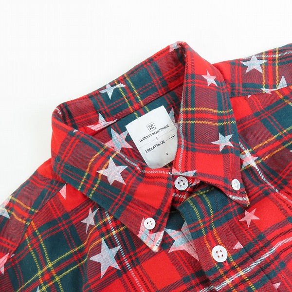 実際に弊社で買取させて頂いたuniform experiment×ENGLATAILOR by GB 長袖シャツ コットン チェック UE-112124/3の画像 4枚目