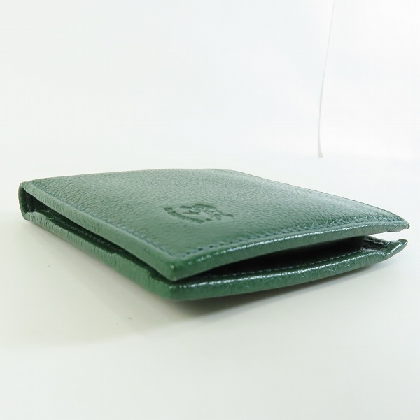 実際に弊社で買取させて頂いたIL BISONTE/イルビゾンテ レザー グリーン 二つ折り財布/ウォレットの画像 2枚目