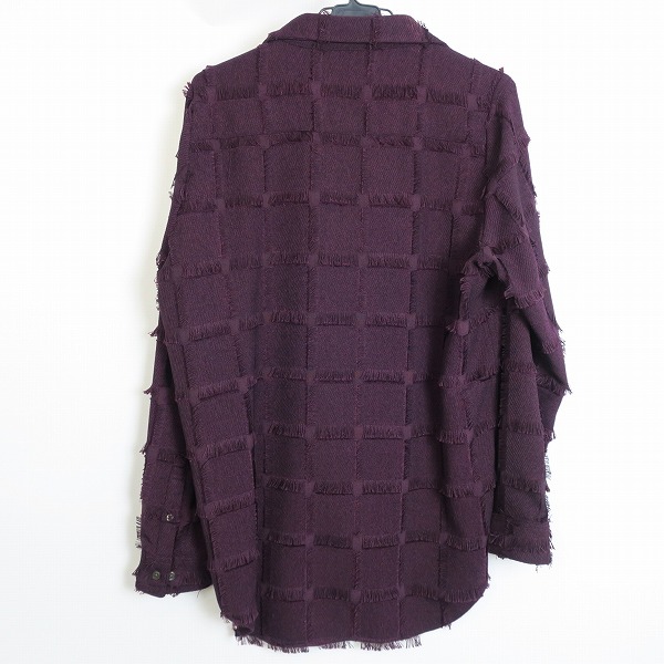 実際に弊社で買取させて頂いたNO ID.BLACK/ノーアイディー パープル フリンジチェックショートカラープルオーバー シャツ 443006-714S/1の画像 1枚目