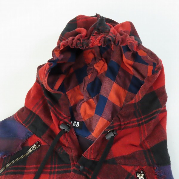 実際に弊社で買取させて頂いたL.G.B./ルグランブルー フーデッド チェック 長袖シャツ/パーカー Shirt-G/PK/M 026132/1の画像 5枚目