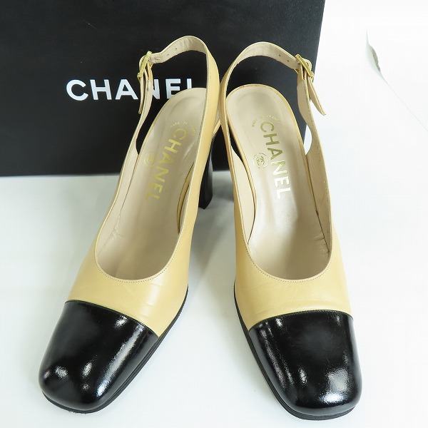 実際に弊社で買取させて頂いたCHANEL/シャネル レザーパンプス/ヒール/バイカラー/35.5