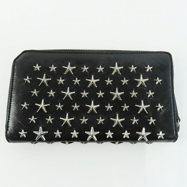 実際に弊社で買取させて頂いたJIMMY CHOO/ジミーチュウ CARNABY/カーナビー スタースタッズ ラウンドジップ ウォレットの画像 1枚目