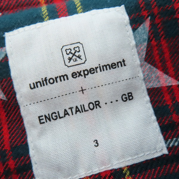 実際に弊社で買取させて頂いたuniform experiment×ENGLATAILOR by GB 長袖シャツ コットン チェック UE-112124/3の画像 2枚目