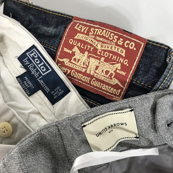 実際に弊社で買取させて頂いた【おまとめ】リーバイス/ポロラルフローレン/ユナイテッドアローズ 他 デニムパンツ/スラックス/チノパン 等