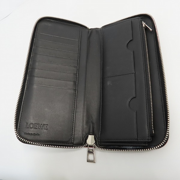 実際に弊社で買取させて頂いたLOEWE/ロエベ アナグラム レザー BRAND OPEN WALLETラウンドジップ オープンウォレット 長財布 106.54AU46の画像 3枚目