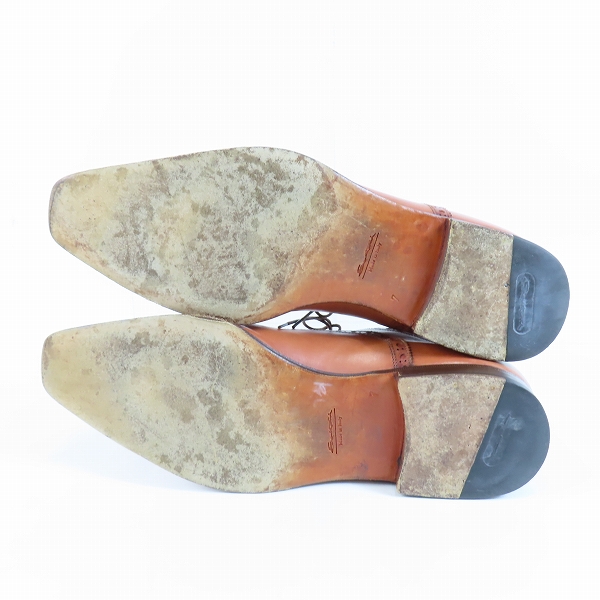 実際に弊社で買取させて頂いたsantoni/サントーニ グッドイヤー ストレートチップ 茶 7313/7の画像 2枚目