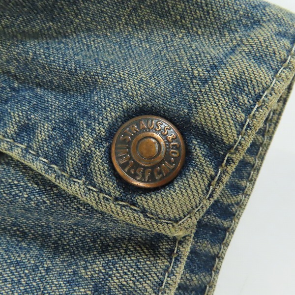 実際に弊社で買取させて頂いたLevis/リーバイス 襟コーデュロイ切替 ジップアップ デニムジャケット 米国製/38の画像 7枚目