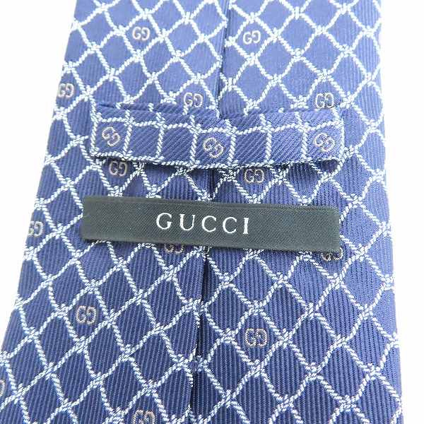 実際に弊社で買取させて頂いたGUCCI/グッチ GGロゴ×ロープ柄 シルクネクタイの画像 4枚目