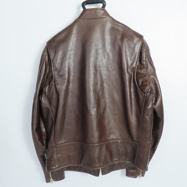 実際に弊社で買取させて頂いたA BATHING APE×Schott/アベイシングエイプ×ショット 12AW ステアハイド NYC ライダースジャケット 001HJ9831937/XLの画像 1枚目