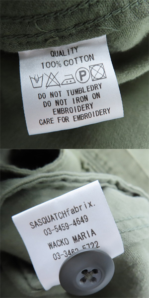 実際に弊社で買取させて頂いたWACKO MARIA×Sasquatchfabrix./ワコマリア×サスクワァッチファブリックス スカル 刺繍 ミリタリーシャツジャケット/Lの画像 3枚目