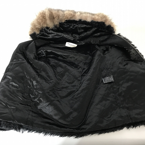 実際に弊社で買取させて頂いたSAINT LAURENT PARIS/サンローランパリ ファートリミングフーデッドジャケット ファーコート 531195 Y715T/42の画像 5枚目