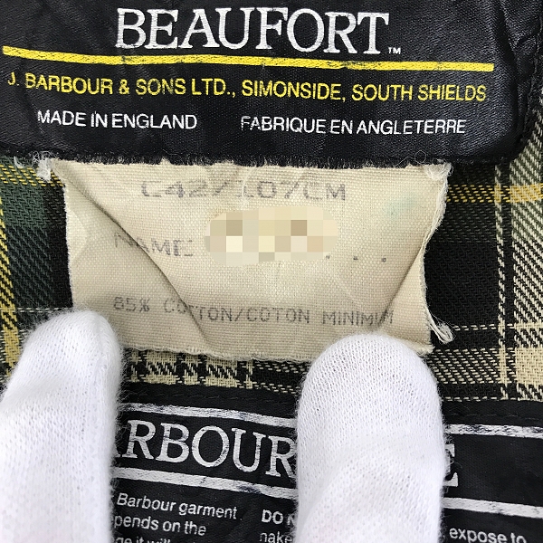実際に弊社で買取させて頂いた【難有り品】Barbour/バブアー 90's BEAUFORT ビューフォート オイルドジャケットの画像 3枚目