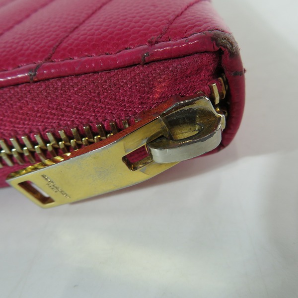 実際に弊社で買取させて頂いたSAINT LAURENT PARIS/サンローランパリ カサンドラロゴプレート ラウンドジップ ロングウォレット/長財布の画像 7枚目