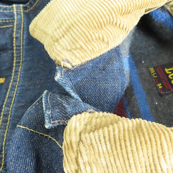 実際に弊社で買取させて頂いたTHE REAL McCOY’s×Lee/ザリアルマッコイズ×リー ストームライダー デニムジャケット 1101-LJ/34の画像 5枚目