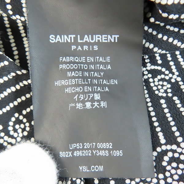 実際に弊社で買取させて頂いた【JPタグ】SAINT LAURENT PARIS/サンローランパリ 総柄 シルクシャツ 496202 Y348S /37の画像 3枚目