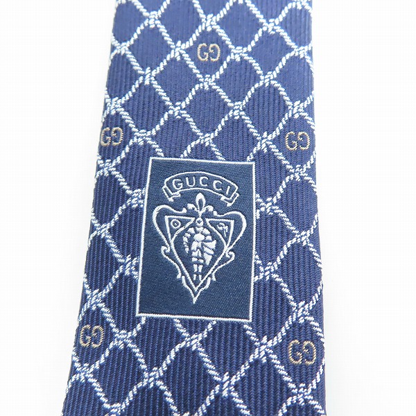 実際に弊社で買取させて頂いたGUCCI/グッチ GGロゴ×ロープ柄 シルクネクタイの画像 3枚目