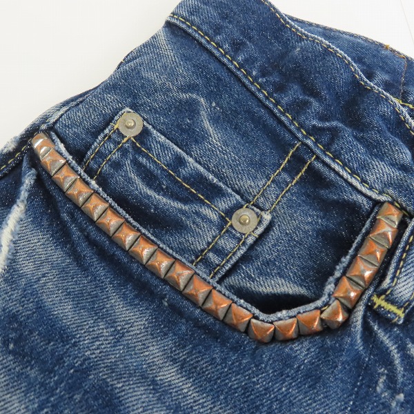 実際に弊社で買取させて頂いた【未使用】HYSTERIC GLAMOUR/ヒステリックグラマー VSR加工 スタッズ付きデニムパンツ 0222AP05 28の画像 7枚目
