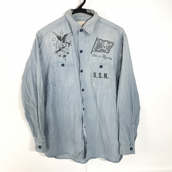 実際に弊社で買取させて頂いたBUZZ RICKSON'S/バズリクソンズ USN プリント 長袖シャツ16-16-1/2