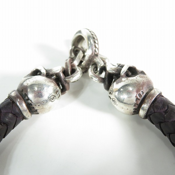 実際に弊社で買取させて頂いた【ギャラ付き】Leathers and Treasures/レザーズ＆トレジャーズ ラージスカル レザー ブレスレットの画像 4枚目