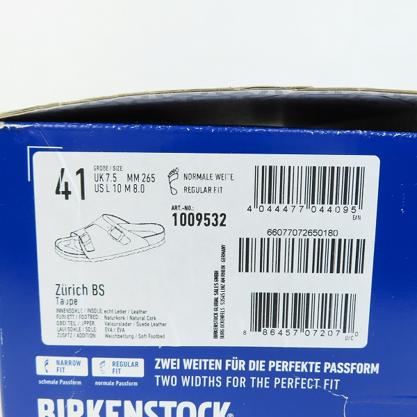 実際に弊社で買取させて頂いたBIRKENSTOCK/ビルケンシュトック ZURICH BS/チューリッヒ スエード サンダル 1009532/41の画像 8枚目