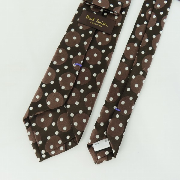 実際に弊社で買取させて頂いたPaul Smith/ポールスミス シルク100% ドット柄 ブラウン ネクタイの画像 2枚目