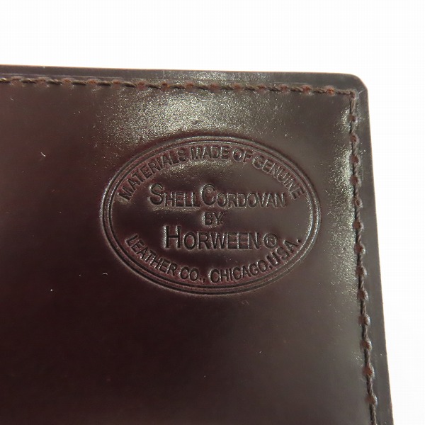実際に弊社で買取させて頂いたGANZO/ガンゾ SHELL CORDOVAN 2/シェルコードバン2 ファスナー小銭入れ付き長財布 バーガンディの画像 6枚目