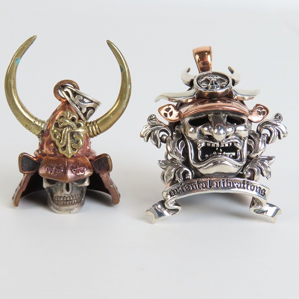 実際に弊社で買取させて頂いたJINA BRING/ジナブリング oriental vibrations/オリエンタルバイブレーションズ 武者スカル 兜 ペンダント 4点セットの画像 4枚目
