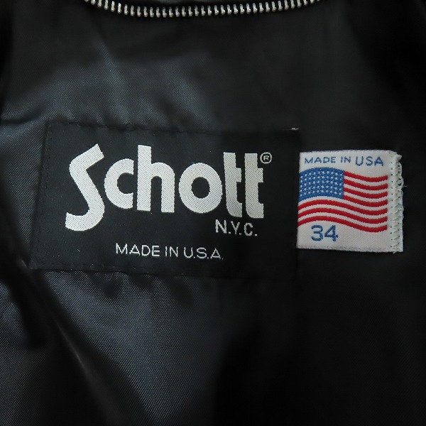 実際に弊社で買取させて頂いたSchott/ショット シングルライダースジャケット/レザージャケット ブルゾン/34の画像 2枚目