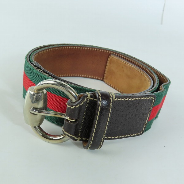 実際に弊社で買取させて頂いたGUCCI/グッチ シェリーライン  レザー切替ベルト 162942-480199 85-34