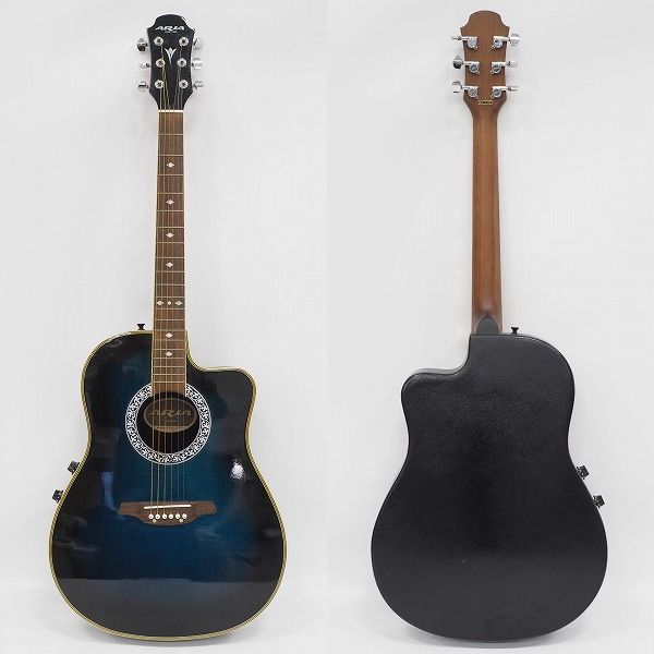 実際に弊社で買取させて頂いた★Aria/アリア AMB-35 BLS エレアコ/アコースティックギター/アコギ ソフトケース付の画像 1枚目