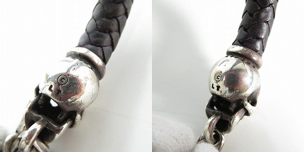 実際に弊社で買取させて頂いた【ギャラ付き】Leathers and Treasures/レザーズ＆トレジャーズ ラージスカル レザー ブレスレットの画像 7枚目