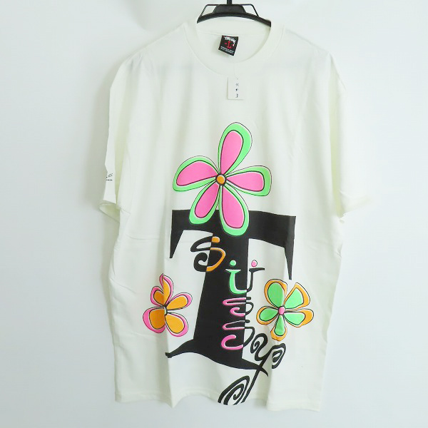 実際に弊社で買取させて頂いたSTUSSY × HECTIC/ステューシー×ヘクティク フラワー プリントTシャツ ホワイト/Lの画像 0枚目