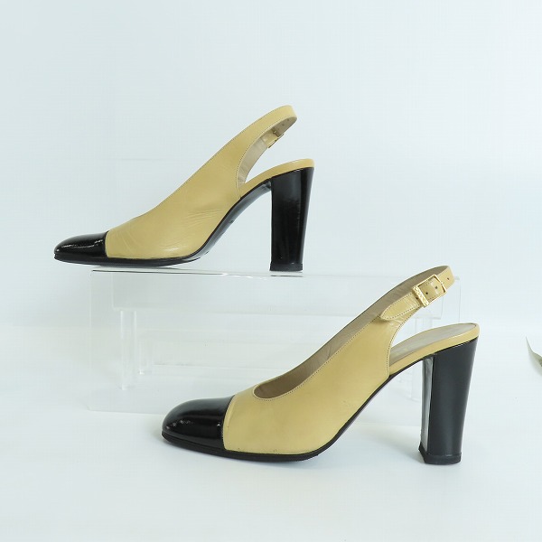 実際に弊社で買取させて頂いたCHANEL/シャネル レザーパンプス/ヒール/バイカラー/35.5の画像 3枚目