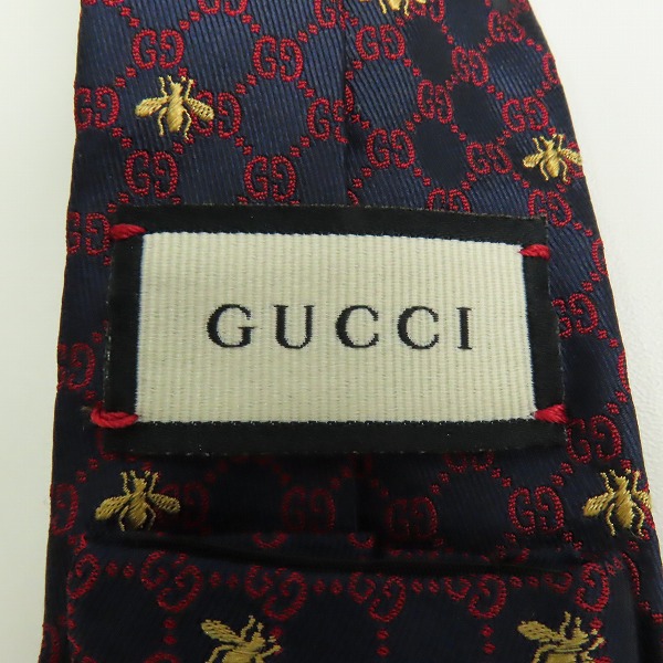 実際に弊社で買取させて頂いた【JPタグ】GUCCI/グッチ GG柄 BEE ビー 蜂 シルク ネクタイの画像 1枚目