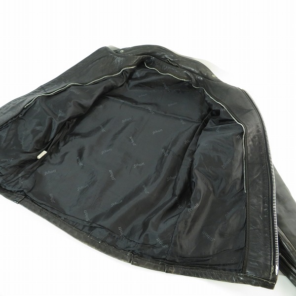 実際に弊社で買取させて頂いたSCHOTT/ショット シングル レザー ライダースジャケット/38の画像 5枚目