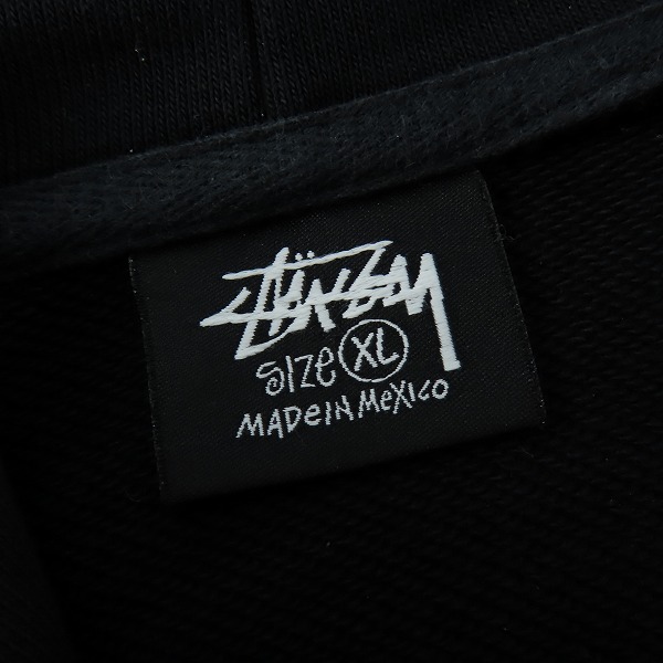 実際に弊社で買取させて頂いたstussy/ステューシー ロゴプリント プルオーバーパーカー ブラック/XLの画像 2枚目