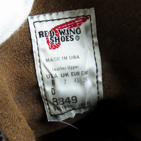 実際に弊社で買取させて頂いたRED WING/レッドウィング 6inch CLASSIC MOC TOE/6インチ モックトゥ クラシック ワークブーツ 8849/8Dの画像 5枚目