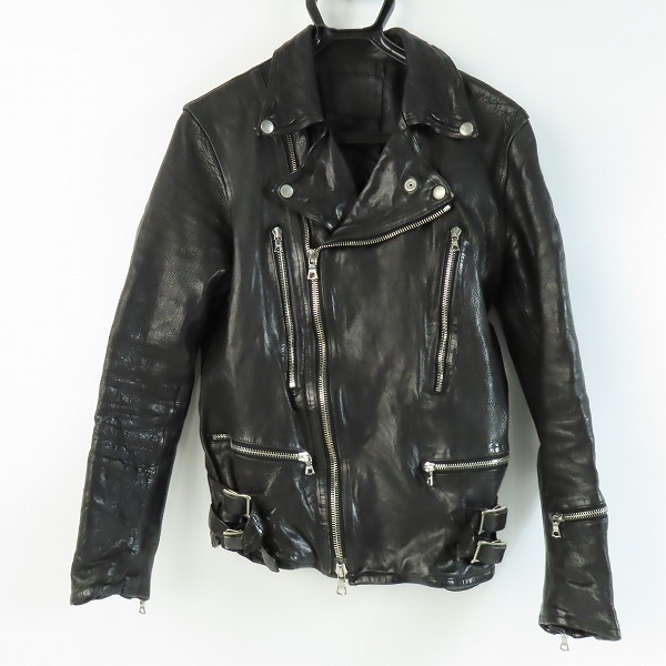 実際に弊社で買取させて頂いたBACKLASH/バックラッシュ/イサムカタヤマ 製品染めレザーダブルライダース R1606-03/M