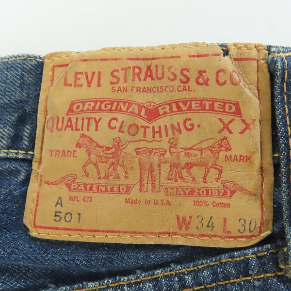 実際に弊社で買取させて頂いたLEVI'S/リーバイス Aタイプ 501 刻印4 ビッグE/長足R/ヴィンテージ/W34L30の画像 2枚目