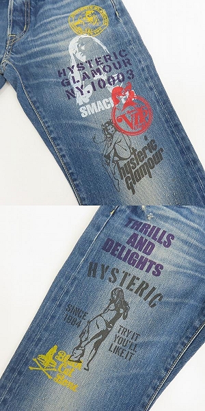 実際に弊社で買取させて頂いた【未使用】HYSTERIC GLAMOUR/ヒステリックグラマー SP加工 COLLAGE デニムパンツ ペイント加工 0263AP19 28の画像 7枚目