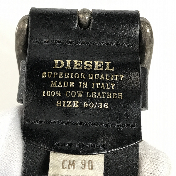 実際に弊社で買取させて頂いたDIESEL/ディーゼル レザースタッズベルト ブラック/90の画像 4枚目