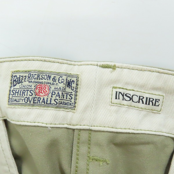 実際に弊社で買取させて頂いたINSCRIRE×BUZZ RICKSON'S×BEAMS/アンスクリア×バズリクソンズ×ビームス ストレート チノ パンツ 11-23-0283-086/XLの画像 2枚目