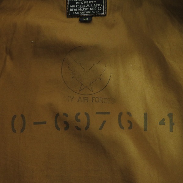 実際に弊社で買取させて頂いたThe REAL McCOYS/リアルマッコイズ A-2 フライトジャケット A-2 フライトジャケット/ミリタリージャケット/40の画像 3枚目