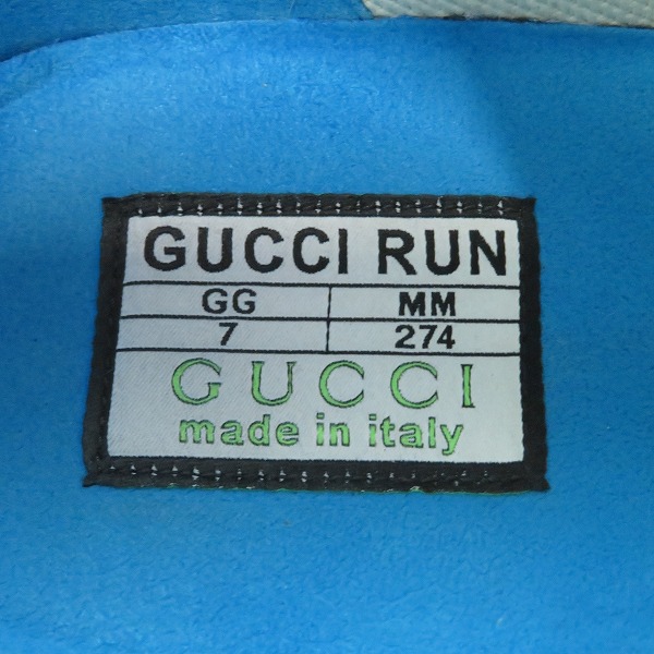 実際に弊社で買取させて頂いたGUCCI/グッチ GUCCI RUN テクニカルニット スニーカー ブルー size 7の画像 5枚目